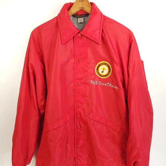 Vtg Pla Jac Ross County Gospel Music Club Snap Front Jacket Men's 44L-46 Red - Picture 1 of 16